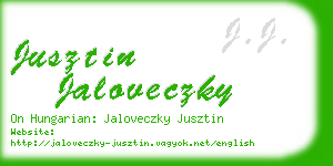 jusztin jaloveczky business card